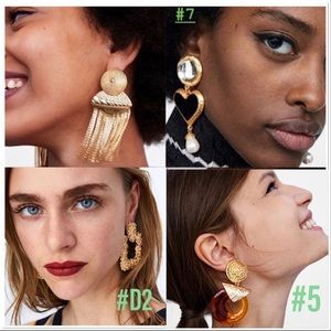 Zara Chunky Gold Black Hearts Water Long Earrings